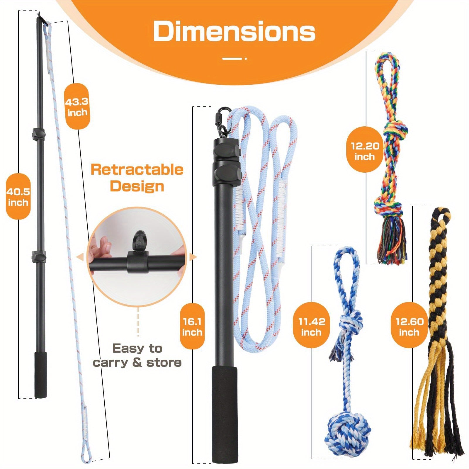Extendable Flirt Pole for Dogs - Tutuky