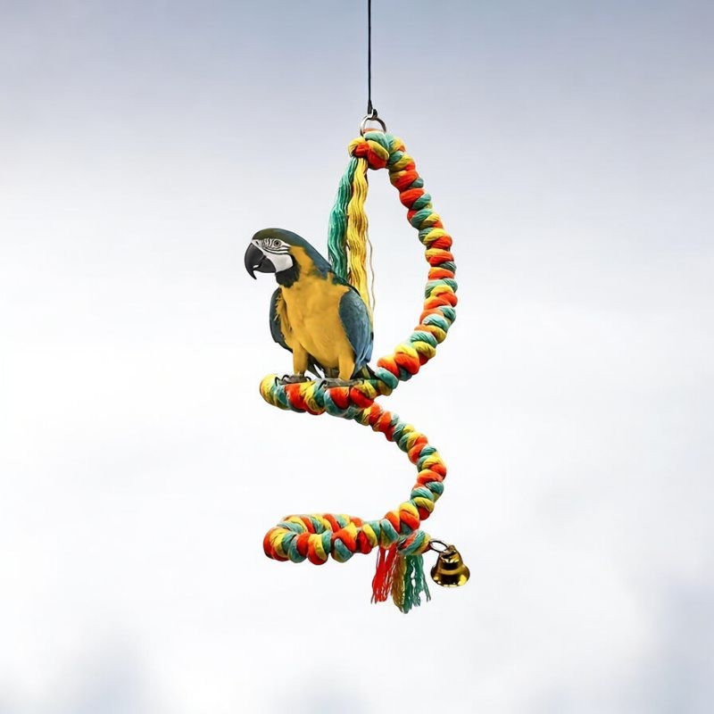 Colorful Rattan Parrot Climbing Ladder