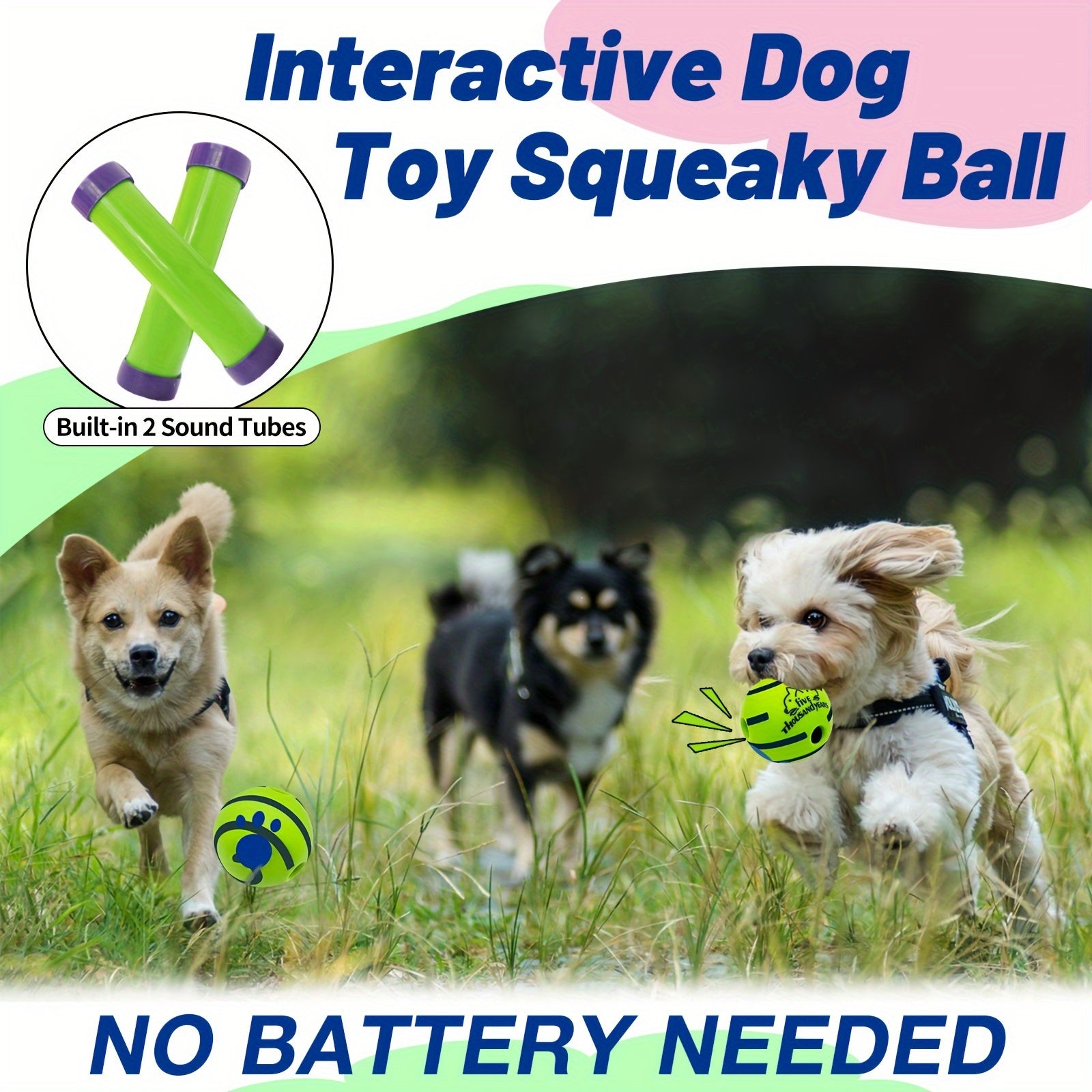 Pet Interactive Giggle Ball Toy, Dog IQ Training Ball Toy - Tutuky