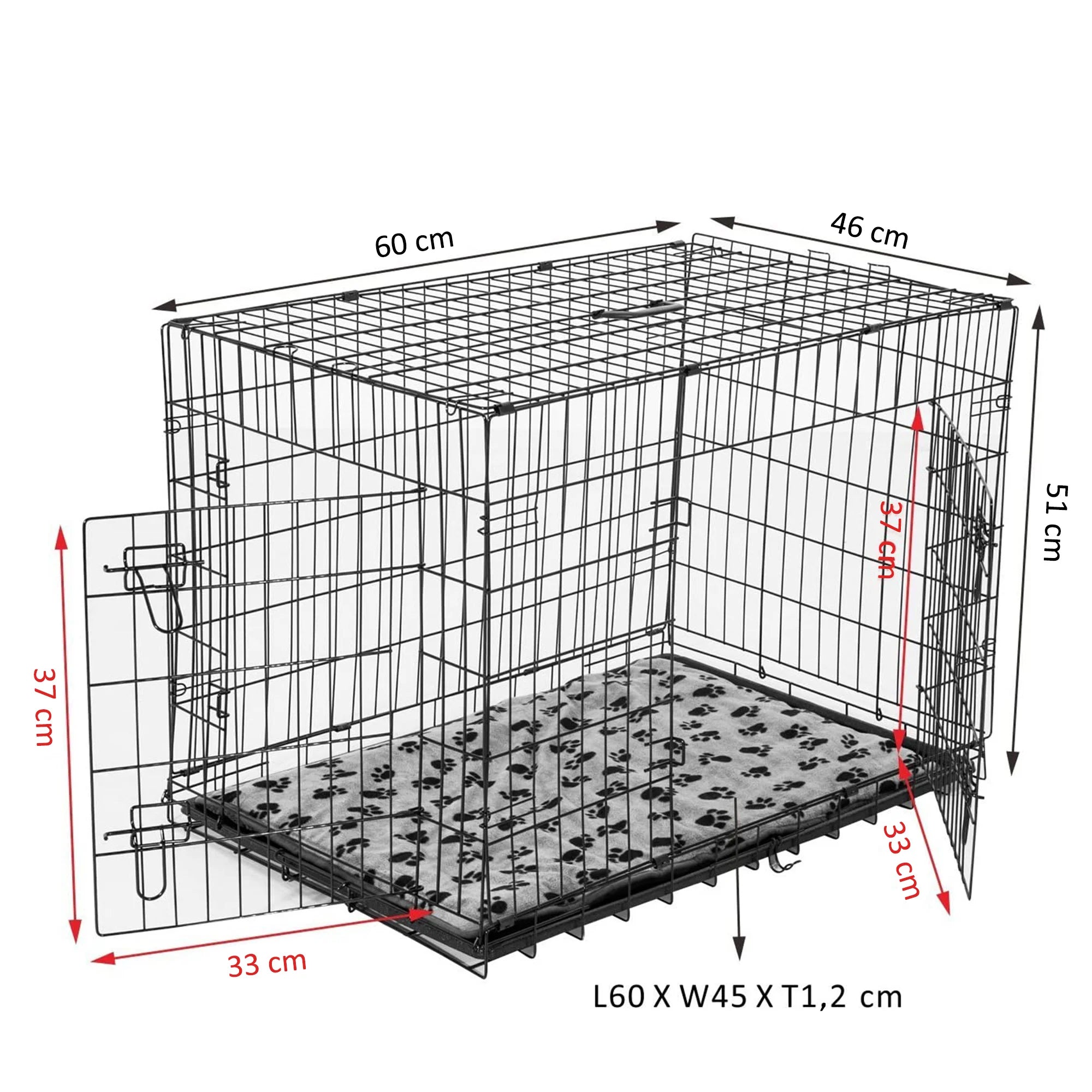 PawHut Black Pet Carrier ABS and Steel with Cushion - Tutuky