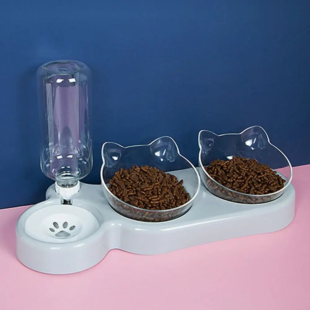 Double Bowl with Drinking Raised Stand - Tutuky
