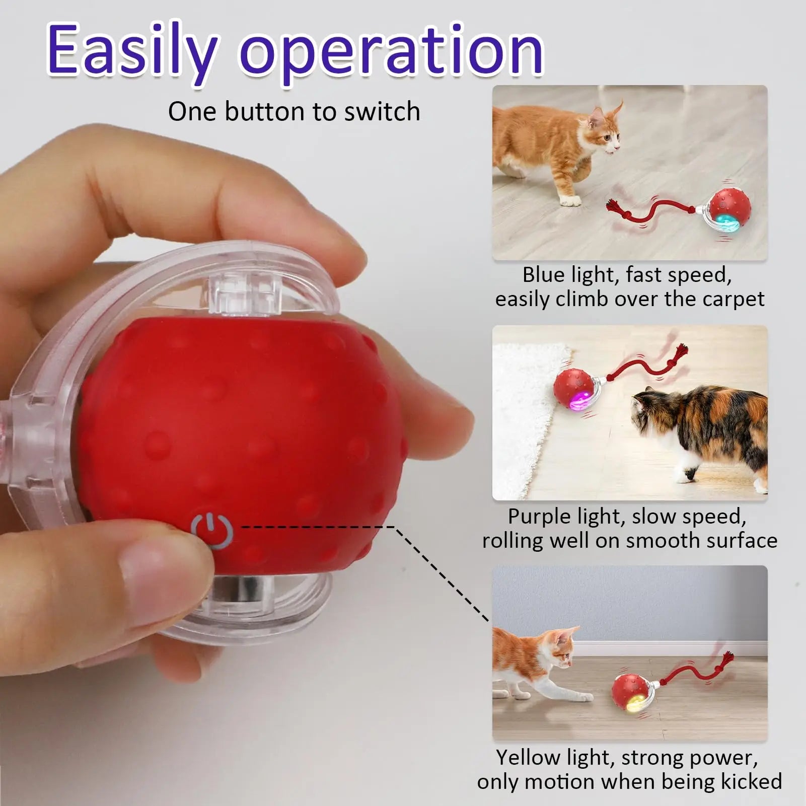 Interactive ball with string for cats - Tutuky