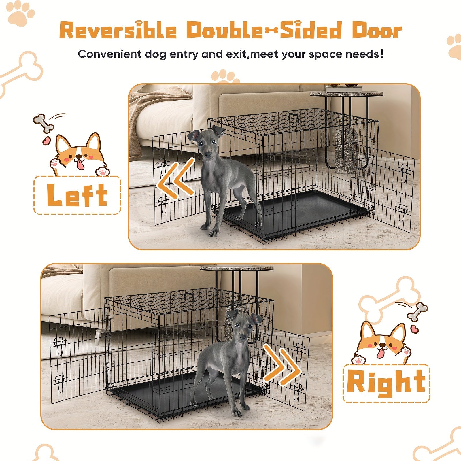 Dog Crate with Divider Panel Double Door - Tutuky