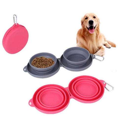 Double folding rubber bowl for feeding pets - Tutuky