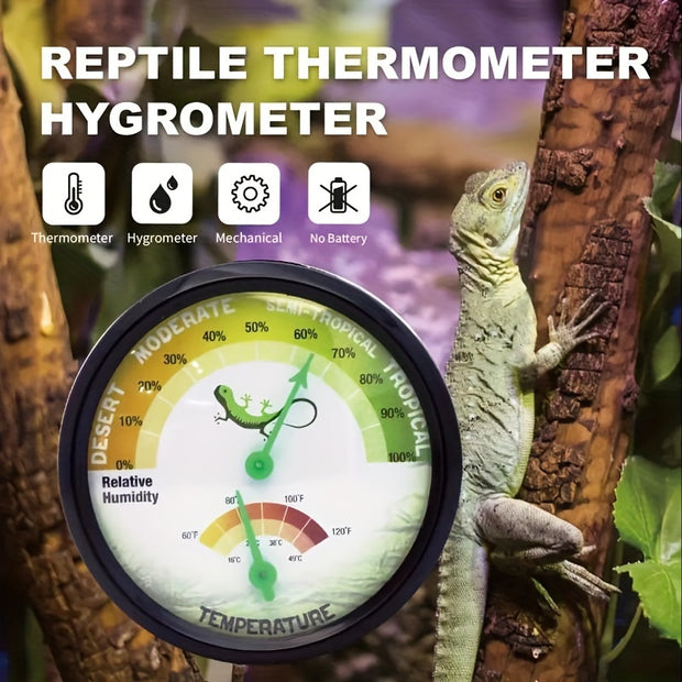 Round Reptile Thermometer And Hygrometer - Tutuky