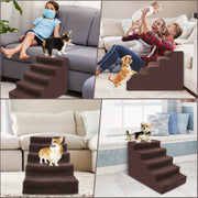 5 Tier Large Plastic Widen Dog Stair with Pet Grooming Glove - Tutuky