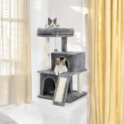 Cat Tree Luxury Towers with Double Condos  and Dangling Balls - Tutuky