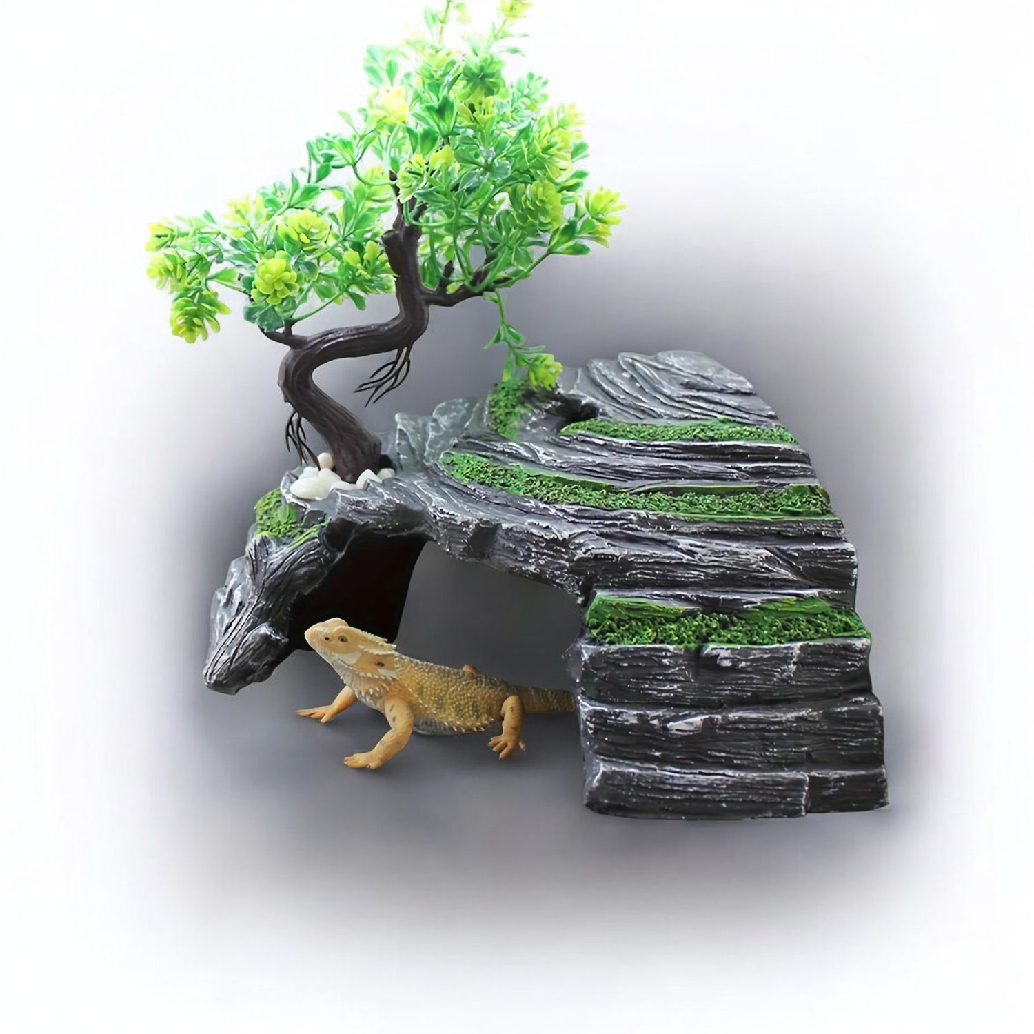 Creative Turtle Basking Platform with Detachable Green Plant Decor - Tutuky