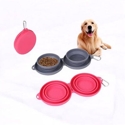 Double folding rubber bowl for feeding pets - Tutuky