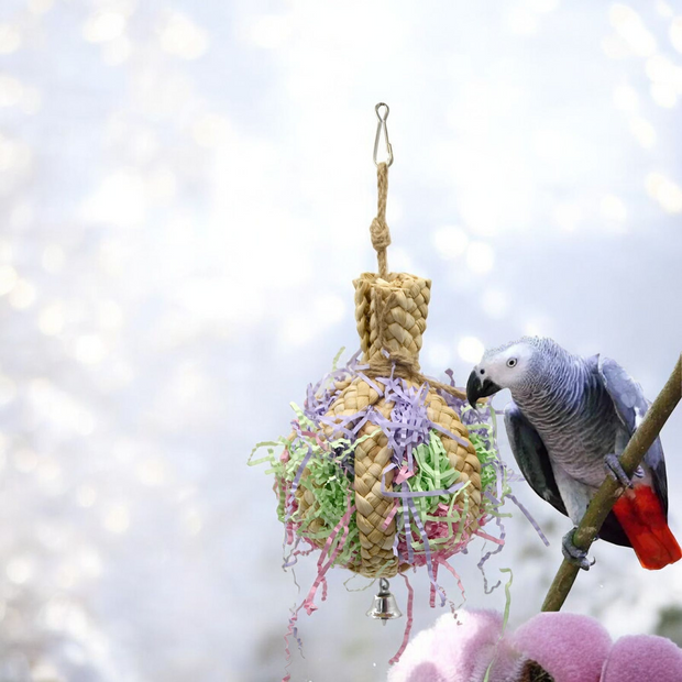 Parrot Cage Foraging Toy Chewing Toy with Bell - Tutuky