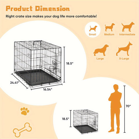 Dog Crate with Divider Panel Double Door - Tutuky