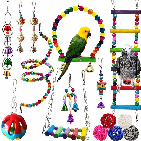 Engaging & Fun 5/15-Piece Bird Toy Set – Keep Your Feathered Friend Entertained! - Tutuky