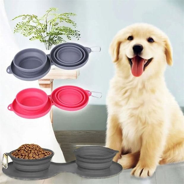 Double folding rubber bowl for feeding pets - Tutuky