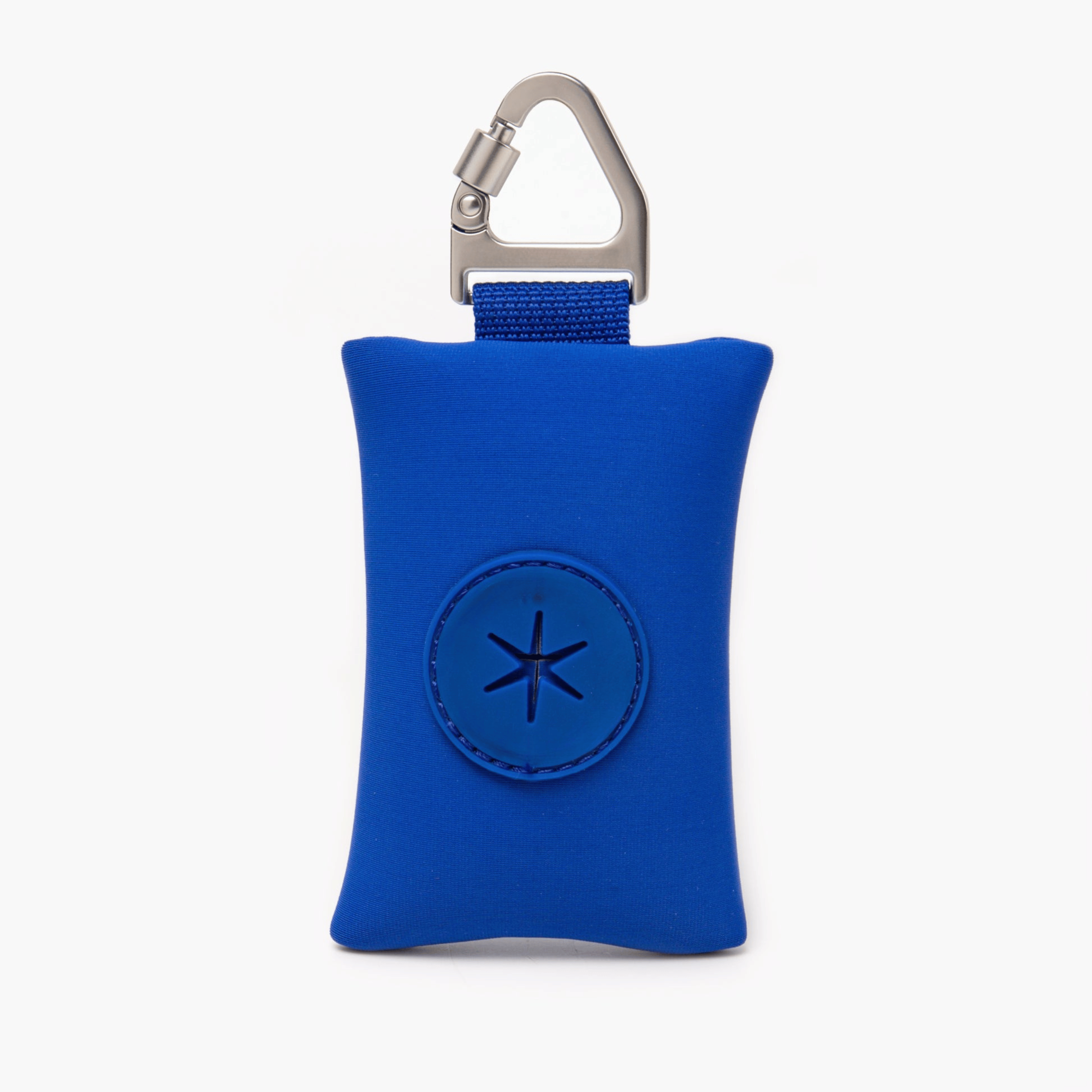 Compact dog poop bag (Blue) holder with carabiner, ideal for clean and stress-free walks.