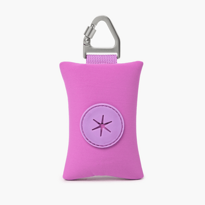 Compact dog poop bag (Purple) holder with carabiner, ideal for clean and stress-free walks.