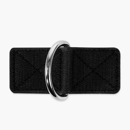 Adjustable black dog leash belt with silver metal buckle
