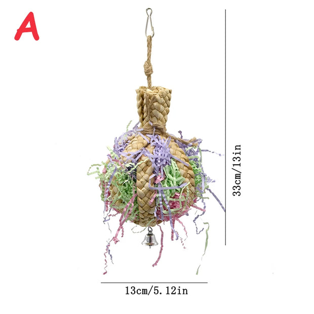 Parrot Cage Foraging Toy Chewing Toy with Bell - Tutuky