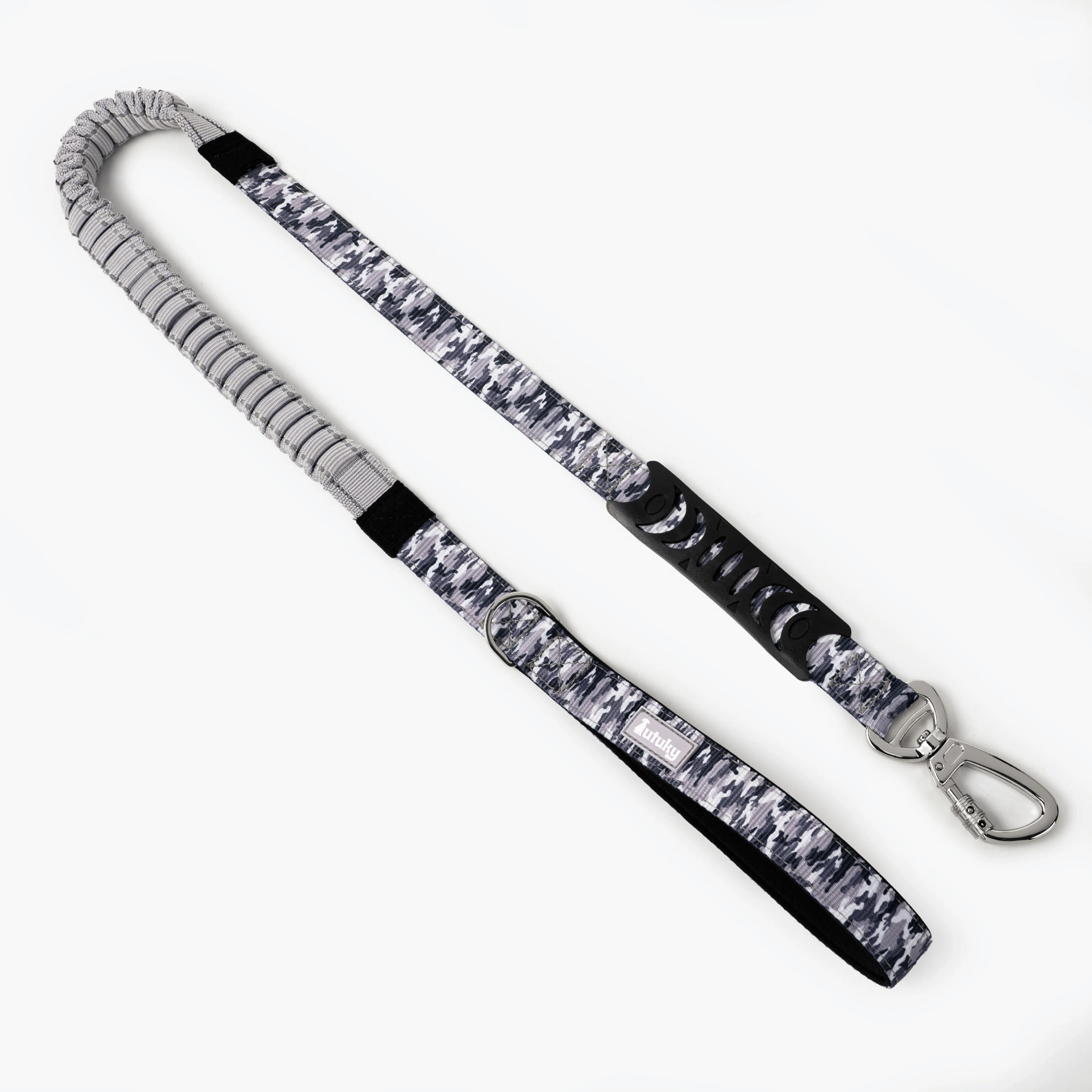 Dog leash with camouflage pattern on a white background