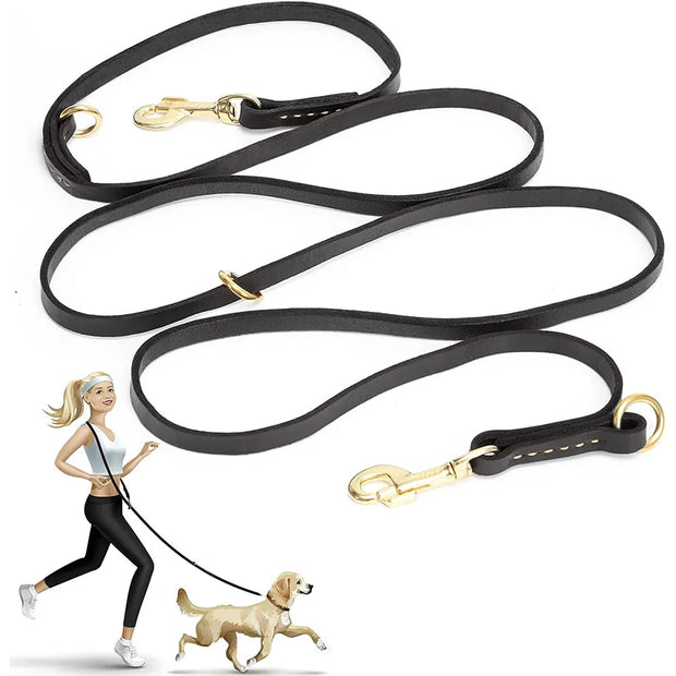 Soft Leather  Hands Free Leash - Tutuky