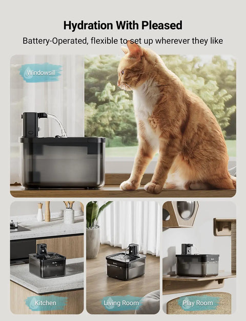 DownyPaws Wireless Cat 2,5L Water Fountain - Tutuky