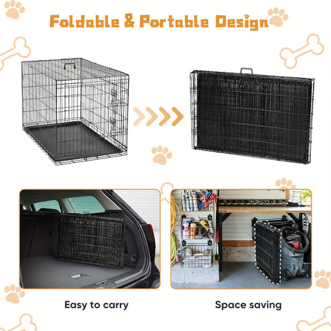 Dog Crate with Divider Panel Double Door - Tutuky