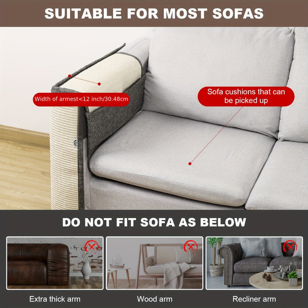 Upgraded Cat Scratch Sisal Sofa Protector - Tutuky