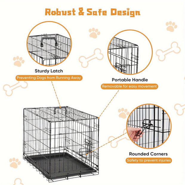 Dog Crate with Divider Panel Double Door - Tutuky