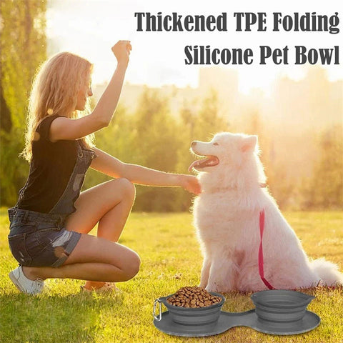 Double folding rubber bowl for feeding pets - Tutuky