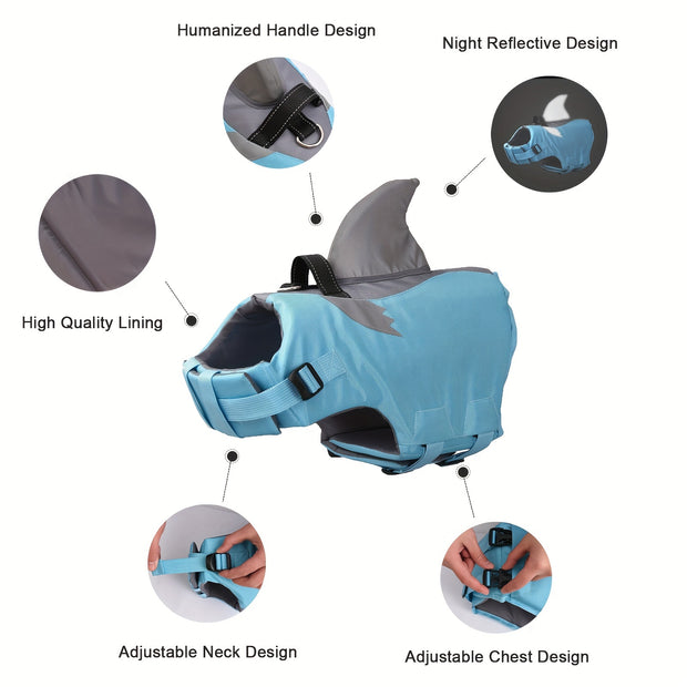 Reflective Shark Shape Pet Life Jacket - Tutuky