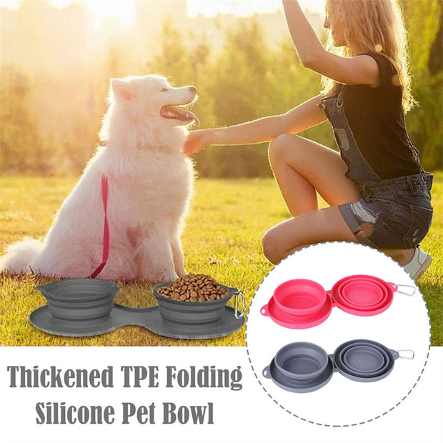 Double folding rubber bowl for feeding pets - Tutuky